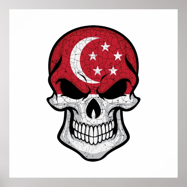 Singapore Smiling Skull Flag Poster (Front)