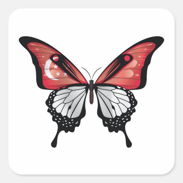 Singapore Swallowtail Butterfly Flag Square Sticker (Front)
