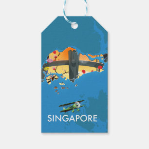 Singapore travel map gift tags