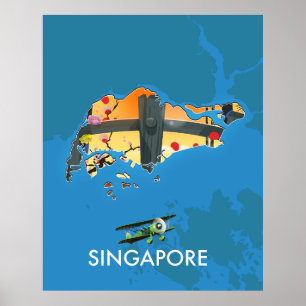 Singapore travel map poster