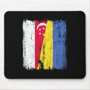 Singapore Ukraine Half Flag Singaporean Ukrainian Mouse Pad