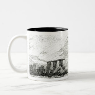 Singapore Views B&W Two-Tone Coffee Mug