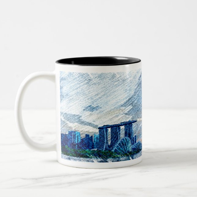 Singapore Views Colour Two-Tone Coffee Mug (Left)