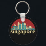 Singapore Vintage City Skyline Cityscape Art Key Ring<br><div class="desc">Vintage and retro city design with beautiful skyline, tourist attraction and cityscape art. Cool skyscraper and building silhouette illustration merchandise for tourist and traveller. Perfect as souvenir to bring back home when travelling around the world. Save the memory of your travel and vacation with family and friends. Background colour can...</div>