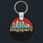 Singapore Vintage City Skyline Cityscape Art Key Ring<br><div class="desc">Vintage and retro city design with beautiful skyline, tourist attraction and cityscape art. Cool skyscraper and building silhouette illustration merchandise for tourist and traveller. Perfect as souvenir to bring back home when travelling around the world. Save the memory of your travel and vacation with family and friends. Background colour can...</div>