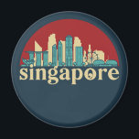 Singapore Vintage City Skyline Cityscape Art Magnet<br><div class="desc">Vintage and retro city design with beautiful skyline, tourist attraction and cityscape art. Cool skyscraper and building silhouette illustration merchandise for tourist and traveller. Perfect as souvenir to bring back home when travelling all around the world. Save the memory of your travel and vacation with family and friends. Background colour...</div>