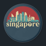 Singapore Vintage City Skyline Cityscape Art Magnet<br><div class="desc">Vintage and retro city design with beautiful skyline, tourist attraction and cityscape art. Cool skyscraper and building silhouette illustration merchandise for tourist and traveller. Perfect as souvenir to bring back home when travelling all around the world. Save the memory of your travel and vacation with family and friends. Background colour...</div>