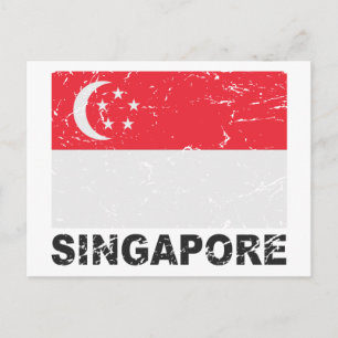 Singapore Vintage Flag Postcard
