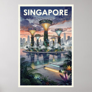 Singapore Vintage Travel Poster