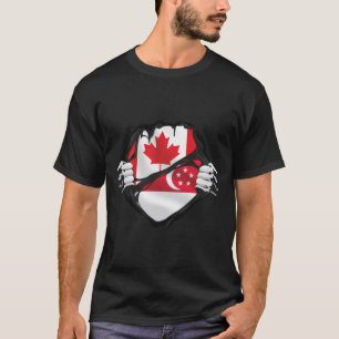Singaporean Canadian Hands Ripped Roots Flag T-Shirt