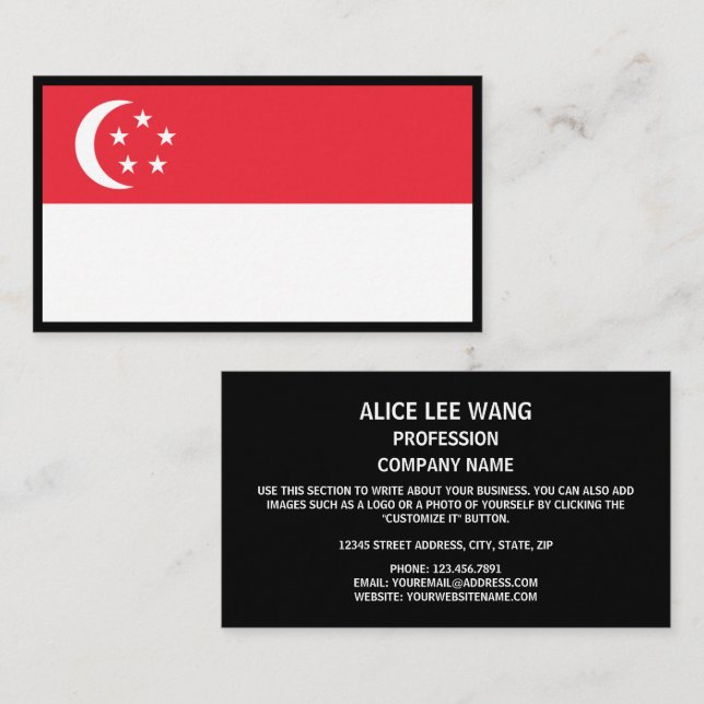 Singaporean Flag, Flag of Singapore Business Card (Front/Back)