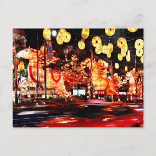 Singapore's Chinatown Celebrates Year of the Horse Holiday Postcard