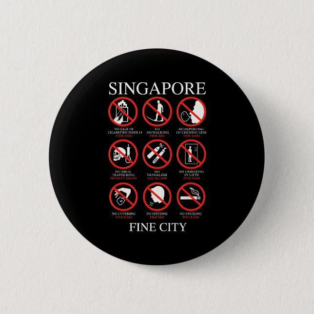 Singare Fine City Funny Rules  6 Cm Round Badge (Front)