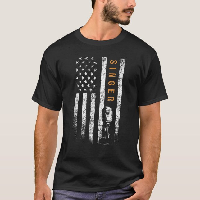 Singer American Flag Singing T-Shirt (Front)