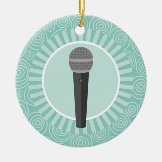 Singer Fun Turquoise Swirl Singer Ceramic Ornament (Front)