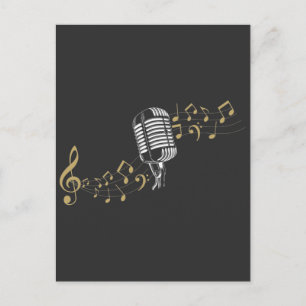 Singer Microphone Musical Notes Karaoke lover Postcard