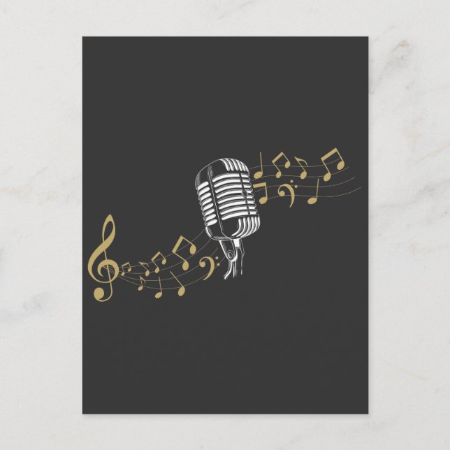 Singer Microphone Musical Notes Karaoke lover Postcard (Front)