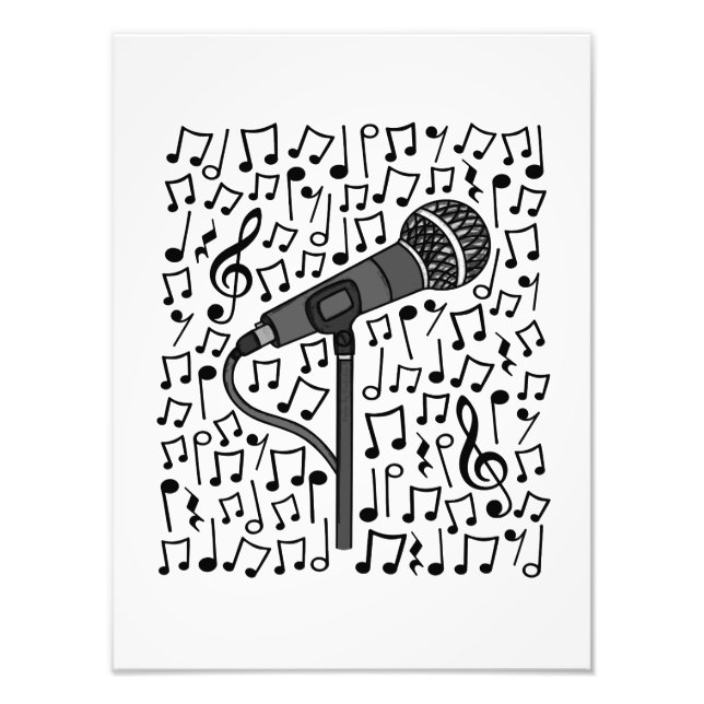 Singer Microphone Musical Notes Singing Teacher Photo Print (Front)