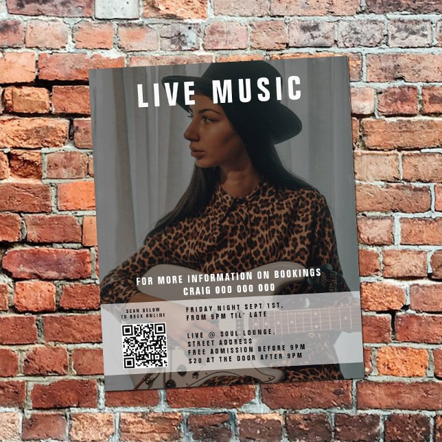 Singer Musician Music Photo QR Code Promotional  Flyer (Singer Musician Music Photo QR Code Promotional Flyer)