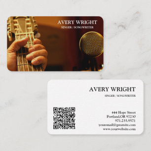 Singer Musician Photo Black & White Modern Music Business Card