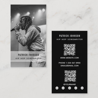 Singer Musician Songwriter Photo Hip Hop 2 QR Code Business Card