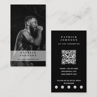 Singer Musician Songwriter Photo Hip Hop QR Code Business Card