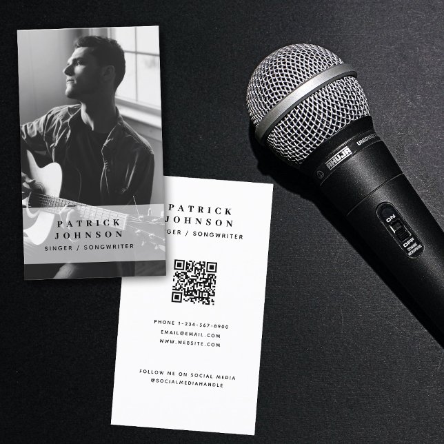 Singer Musician Songwriter Photo QR Code Business Card (Creator Uploaded)