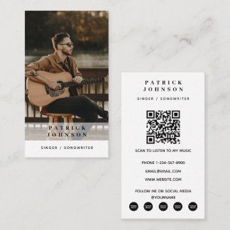 Singer Musician Songwriter Photo Scan QR Code Business Card