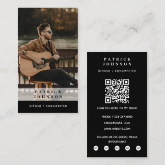Singer Musician Songwriter Photo Scan QR Code Business Card