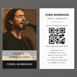 Singer Songwriter Music QR Code Photo Business Card