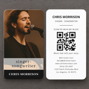 Singer Songwriter QR Code Photo Professional Business Card