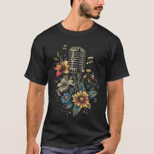 Singer Vintage Microphone Karaoke Vocalist Music M T-Shirt