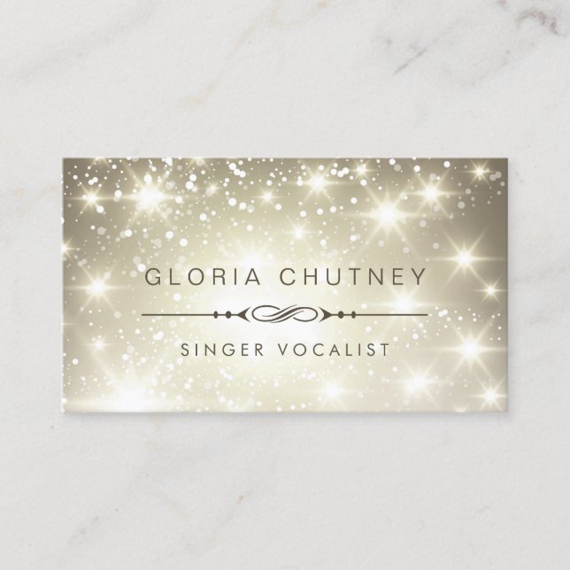 Singer / Vocalist - Sparkling Bokeh Glitter Business Card (Front)