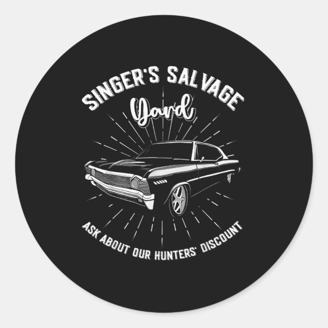Singers Salvage Yard Hunters Funny Spn  Classic Round Sticker (Front)