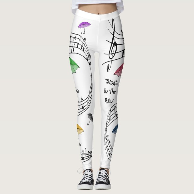 Singin’ In The Rain ~ Umbrellas ~ Musical Notes ~ Leggings (Front)