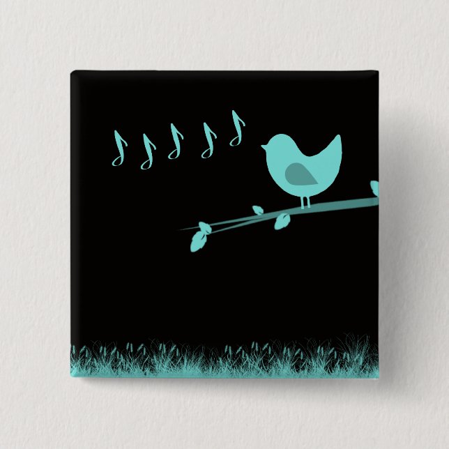 Singing Abstract Birdie 15 Cm Square Badge (Front)