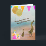 SINGING AND MERRIMENT FOR A HAPPY BIRTHDAY CARD<br><div class="desc">Happy Birthday with gifts and balloons and song for the young at heart.</div>