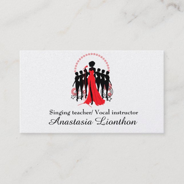 Singing and Vocal coach Music Teacher Business Card (Front)