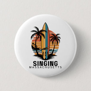 Singing Beach Machusetts Surfing Surfer 6 Cm Round Badge