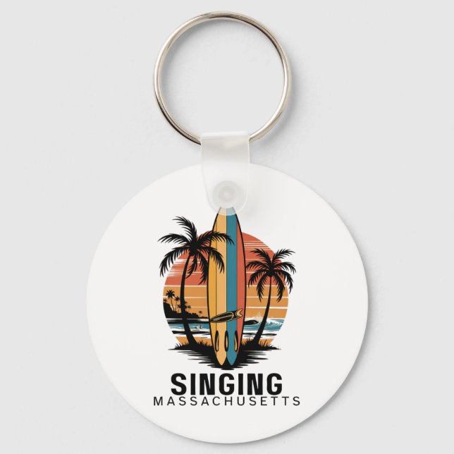 Singing Beach Machusetts Surfing Surfer  Key Ring (Front)