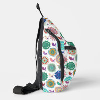 Singing Bird and Mandala Cute Folk Art Pattern