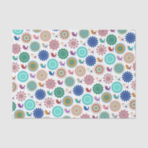 Singing Bird and Mandala Folk Art Tissue Paper