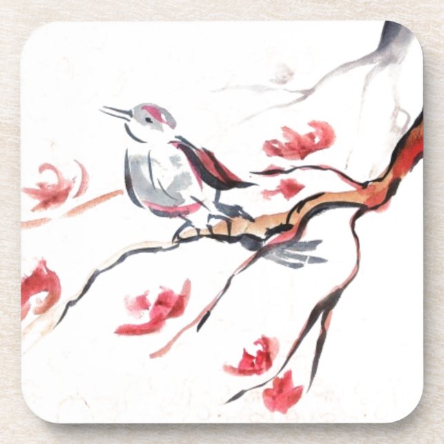 Singing Bird Background Coaster (Front)