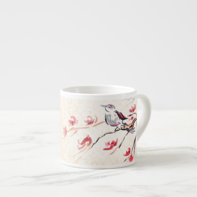 Singing Bird Background Espresso Cup (Front Right)