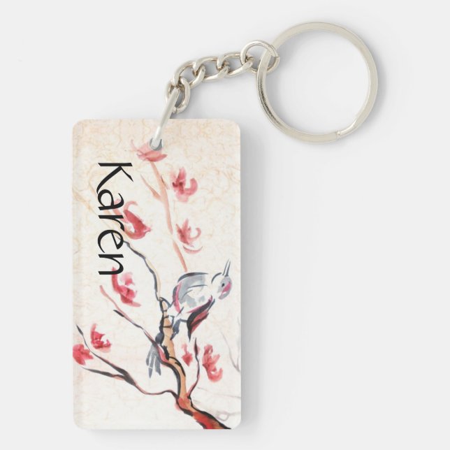 Singing Bird Background Key Ring (Back)