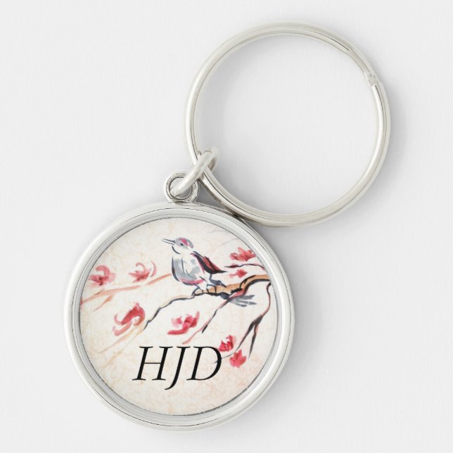 Singing Bird Background Key Ring (Front)
