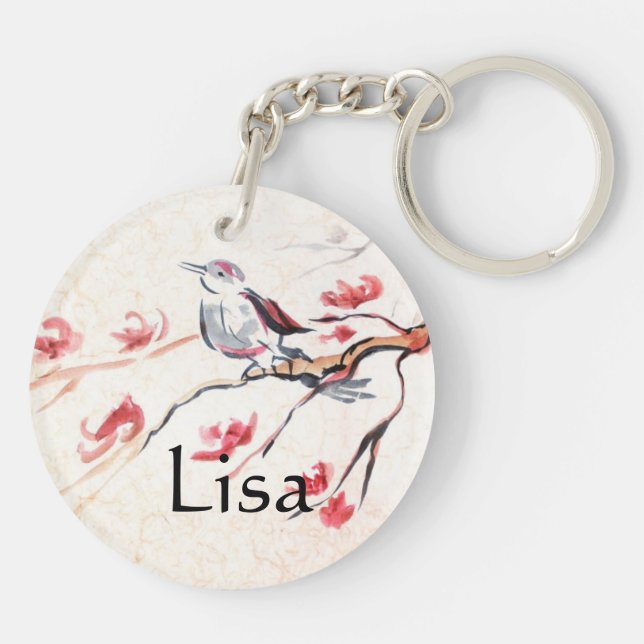 Singing Bird Background Key Ring (Back)