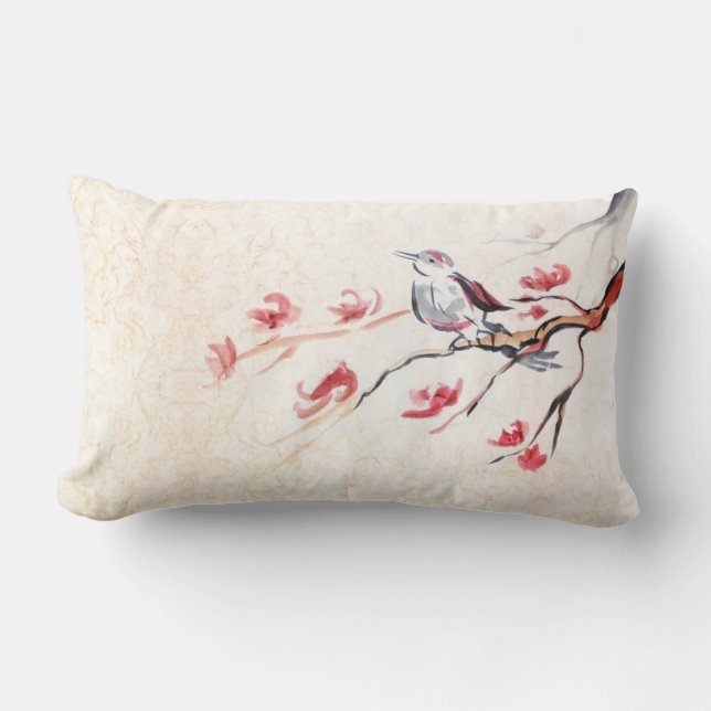 Singing Bird Background Lumbar Cushion (Front)
