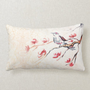 Singing Bird Background Lumbar Cushion