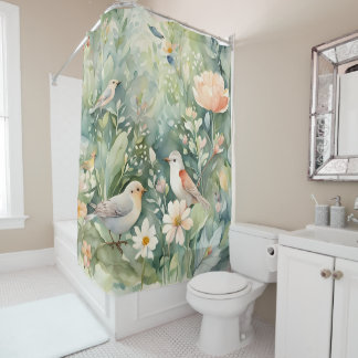 Singing birds shower curtain